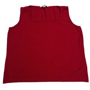 St. John Knits Red Shell Top Sleeveless Lagenlook Minimalist Size S